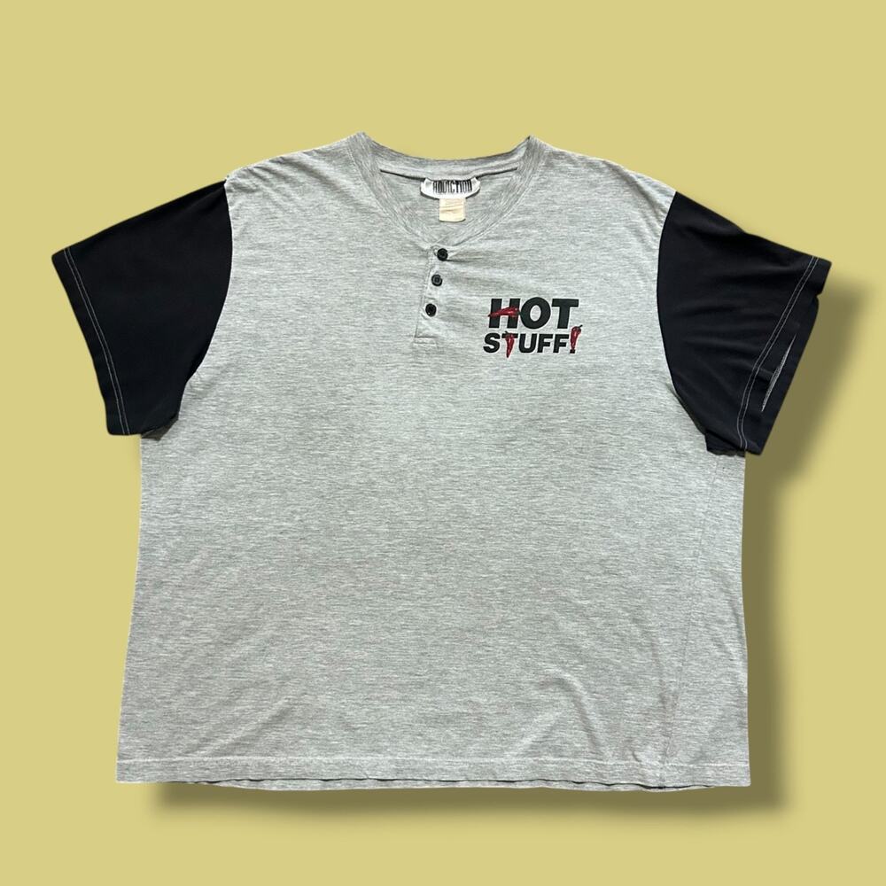 Vintage 90s Henley Shirt Distressed Hot Stuff Chili Peppers Soft Thin Tee XXL